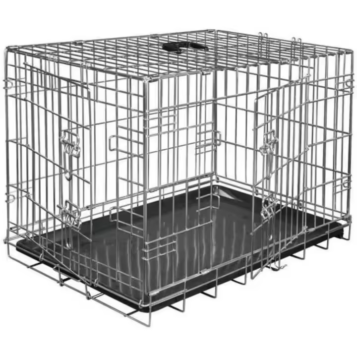 VADIGRAN - Jaula metálica Plegable clásica de Plata 76 x 48 x 55 cm para Perro, Talla L - 1
