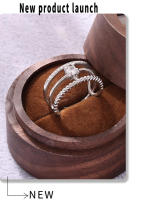 Shang Cadena Mujeres Anillo Hueco Gold Inoxidable Maple Circonita Diseño Multicapa Anillo Abierto Fashion Boda Estética Gift Judío - details 8