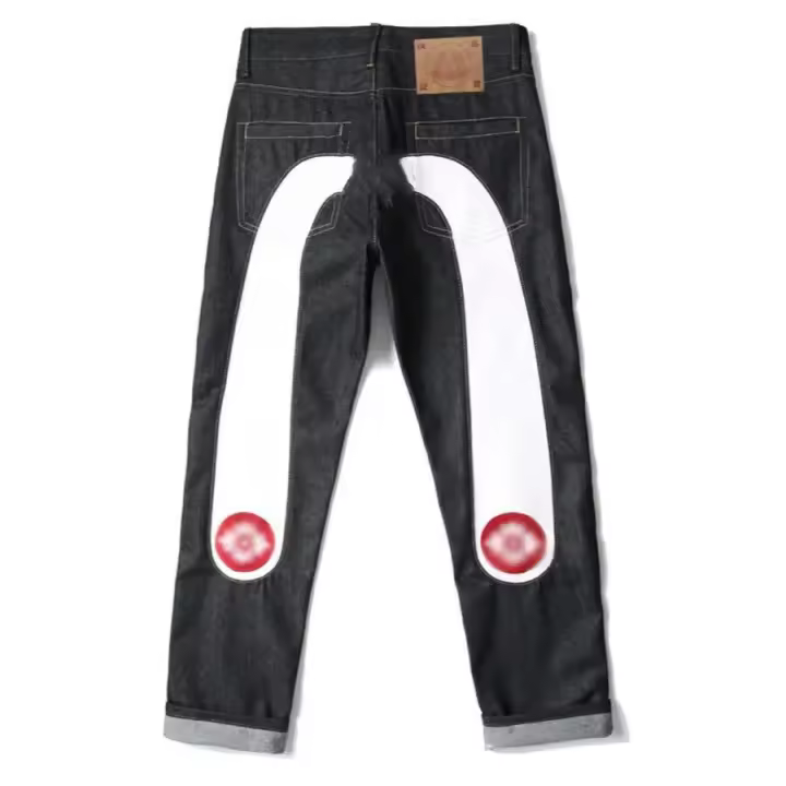 Vaqueros casuales de talle alto con estampado de diseñador bordado para hombre, pantalones deportivos de hip-hop rectos para mujer - 1