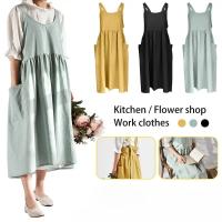 Delantal de Jardinería de Algodón-Lino Mezclado Vestido Pinafore con Dos Bolsillos para Cocinar, Hornear, Arreglar Flores Cocina y Dining - details 1