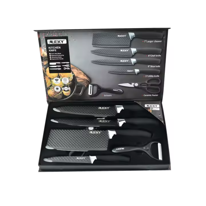 MDHAND Set de Cocina de Acero Inoxidable Cuchillos de Santoku de Alto Carbono - 1