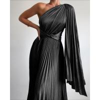 Vestido largo de fiesta suelto para mujer, informal, plisado, con hombros descubiertos - details 8