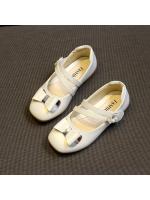 Zapatos de cuero para niñas, zapatillas planas de princesa con pajarita, zapatos de flores para niñas, zapatos planos informales para niños, zapatos de tacón bajo para baile y boda, suaves - details 17