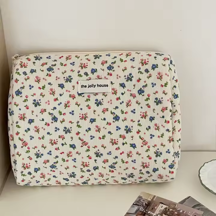 Bolso de Cosméticos Vintage de Patito de Algodón Bolso de Mano Portátil para Mujer con Cierre de Cremallera Ideal para Almacenamiento de Maquillaje - 1