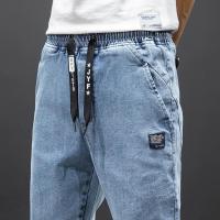 Primavera Verano negro azul Cargo Jeans hombres Streetwear Denim Jogger pantalones hombres holgados Harem Jean pantalones de talla grande - details 6