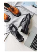 Zapatos de vestir gruesos hechos a mano para hombre, informales, de cuero, de alta calidad, color negro, para fiesta de lujo - details 10
