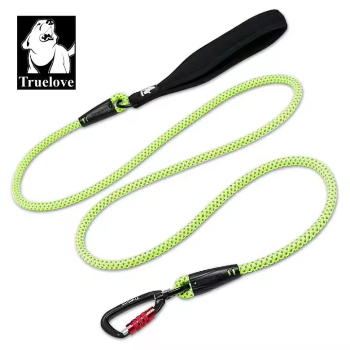 Truelove - Correa de nailon para perros y mascotas, gancho reflectante de aluminio, acero inoxidable, anilla en D, mango de caucho de cloropreno, para caminar, - 1