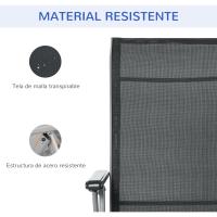 Plegable Jardín Sillón Playa Ajustable en 10 Posiciones con Respaldo Alto y Reposapiés Transpirable Carga Máx. 120 kg 78x58x110 cm Negro - details 3