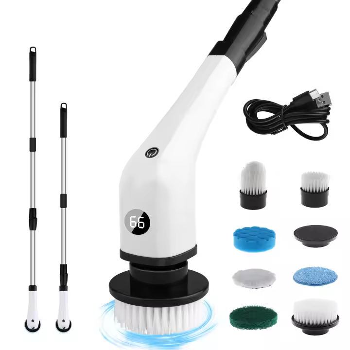 Cepillo Eléctrico Limpieza Hogar,  Fregadora Giratoria  con 8 Cepillo Reemplazables para Baño/Cocina/Coche - 1