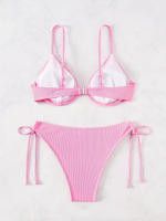 Nuevo traje de baño sexy con espalda descubierta y soporte de acero dividido de Yiyong, bikini con cordones de color sólido para mujer - details 16