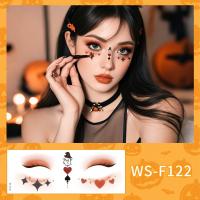 Tatuaje facial desechable para Halloween, pegatinas temporales impermeables de larga acción para mejillas, pegatinas transparentes de cara de murciélago aterrador para niños - details 3