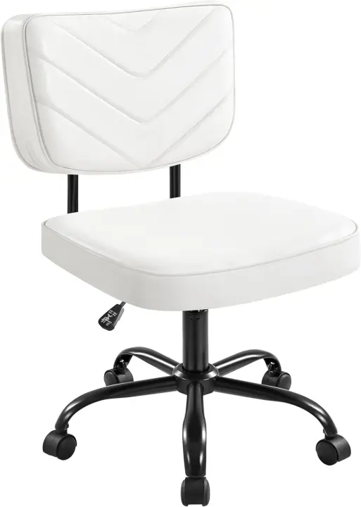 Silla de Oficina Ergonómica con Ruedas Piel Sintética, Ajustable en Altura para Estudio y Dormitorio Negro - 1