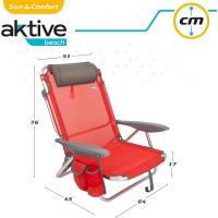 62262 - Pack de 2 sillas plegables multiposición para playa, jardín, terraza o camping beige, Medidas 64x11x64cm, 4 posiciones, con cojín en el cabecero, Incluye asa de transporte, Ibiza X2 - details 8