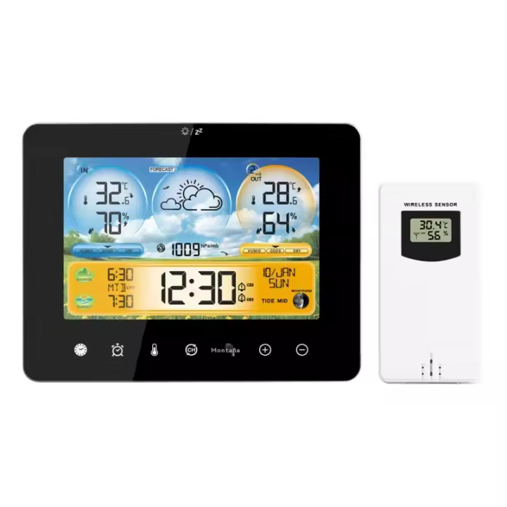 Reloj Despertador Táctil Meteorológico Sensor RF para Temperatura y Humedad Predicción de Tiempo - 1