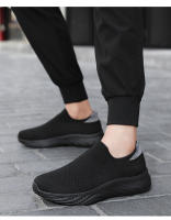 Zapatos deportivos transpirables antiolor para hombre, calzado deportivo de malla tejida con mosca negra de un pie, zapatos informales de suela blanda a la moda, primavera - details 11