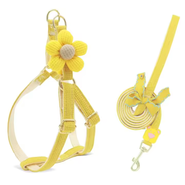 Triangle Harness with Plush Florets Pet Walking Training Adjustable Dog Harness - 1