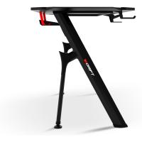 Mesa Gaming con Tablero con Acabado en Fibra de Carbono Cubierto por una Alfombrilla Full Size, Soporte para Tazas y Auriculares, Patas Regulables, Color Negro - details 27