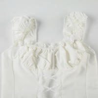 Vestido acampanado con panel de encaje de alta calidad, blanco encantador para fiestas y vacaciones, minivestidos corsé sin mangas, dulce elegante - details 41