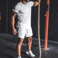 Camiseta deportiva de cuello redondo para hombre, camisa de entrenamiento de malla transpirable de secado rápido, ajustada, mang - details 4