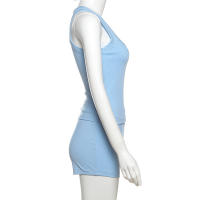 BUNO-chándales informales para Mujer, conjunto de 2 piezas, chalecos cortos elásticos con cuello en U y pantalones cortos acanalados, ropa deportiva concisa para gimnasio - details 42