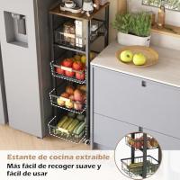 Carrito Cocina,Verdulero Cocina,Carro de 5 Niveles con de Cesta Ruedas bloqueables (Negro) - details 1
