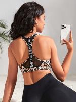Sujetador Deportivo De Alta Elasticidad Con Estampado De Leopardo, Camiseta Sin Mangas Corta Para Correr, Fitness, Yoga, Ropa - details 1