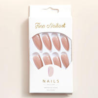 Almendra Beige brillante falsa sin estimulación, uñas artificiales a presión, suministro de salón profesional - details 5