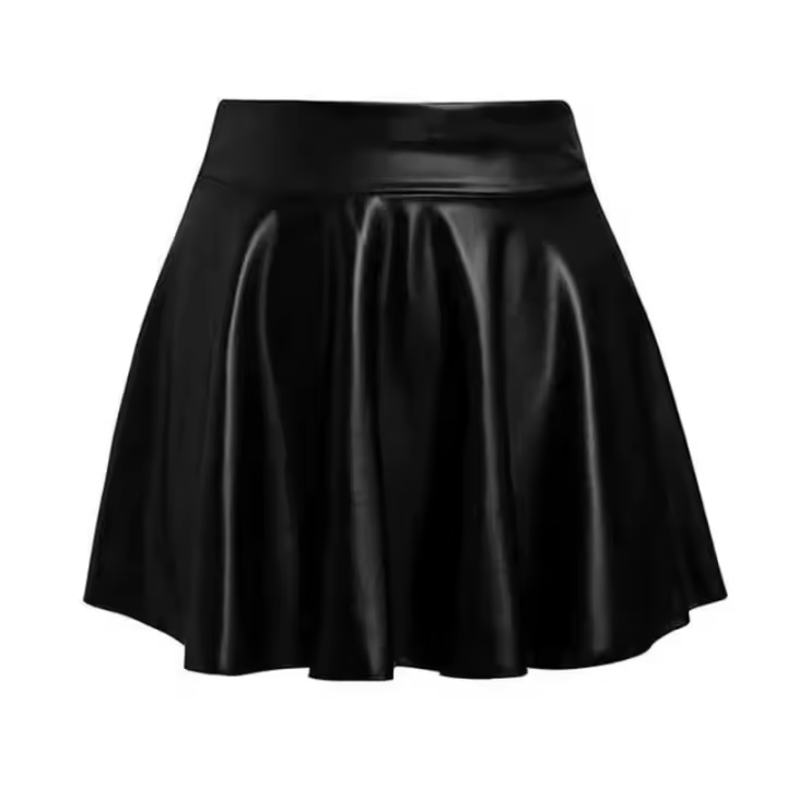 Minifalda corta elástica multiusos para mujer, faldas de piel sintética, cintura alta para patinadora, trabajo, club nocturno - 1