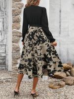 Vestido elegante de manga larga con cuello en V para mujer, de estilo Vintage ropa elegante, para primavera y otoño, 2025 - details 4