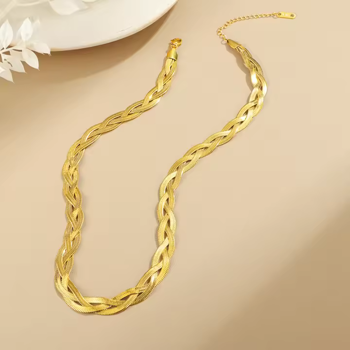 Collar de Cuerda Tejida Dorada Resistente y Duradero para Mujer - 1