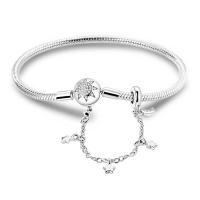 Pulseras de seguridad de corazón de melocotón de Plata de Ley para mujer, dijes colgantes originales, cuentas para joyería - details 7