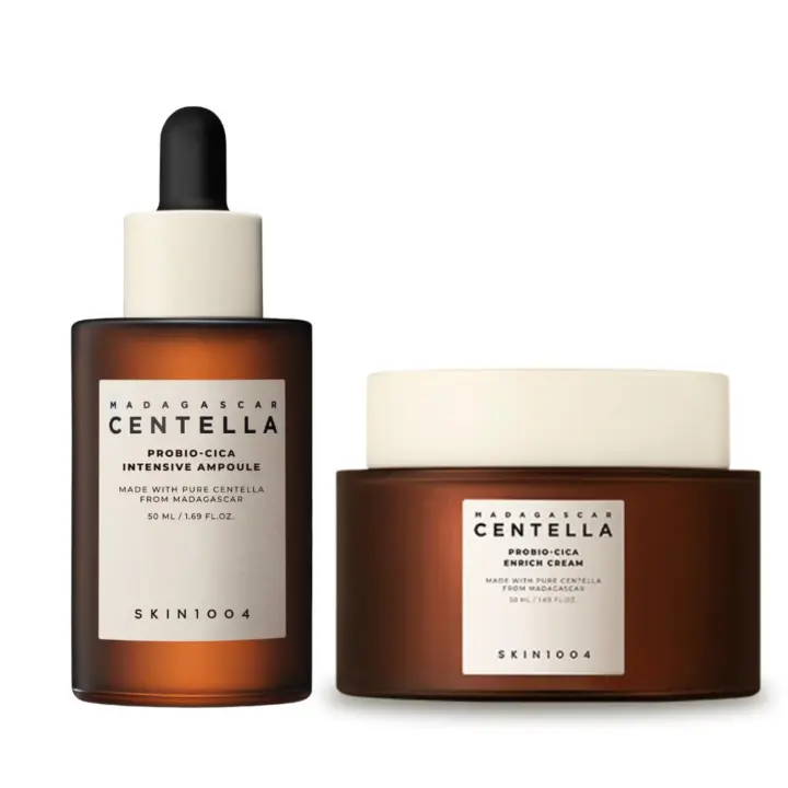 SKIN1004 Paquete de ampolla intensiva de Centella de Madagascar y crema enriquecida con probio-cica de 50 ml - 1