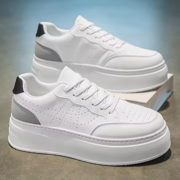 Zapatillas Blancas Transpirables para Hombres Zapatillas de Plataforma de Moda Trendy para el Verano - 1