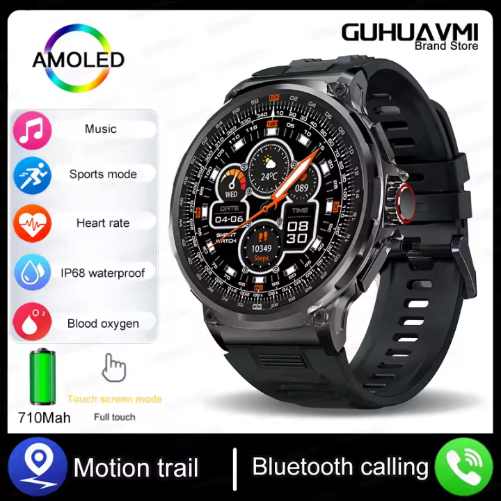 Reloj inteligente con seguimiento GPS para hombre, dispositivo resistente al agua de 2024 pulgadas, HD, Bluetooth, llamadas, 1,85 mAh, 3ATM, deportivo, Fitness, novedad de 710 - 1