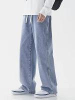 Jeans de Drape de Color Sólido para Hombres Pantalones Anchos Estilo Vintage de Moda Callejera Hip-hop Casual - details 6