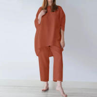 Traje deportivo holgado de manga Irregular para primavera y otoño, talla grande, moda de ocio, Color sólido - details 3