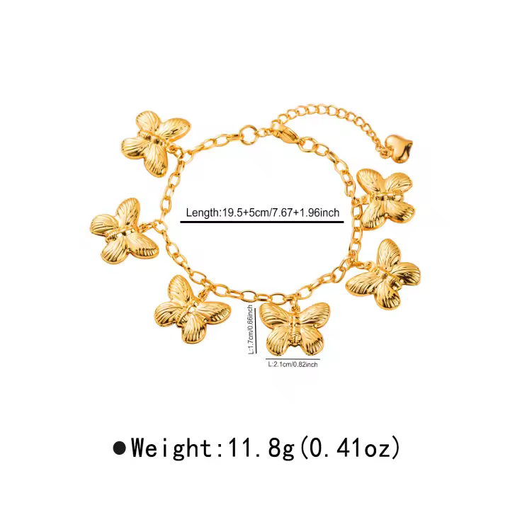 Pulsera geométrica simple y exquisita de mariposa amor, joyería de acero inoxidable para uso diario. - 1