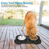 Cuenco Doble Antideslizante de Silicona para Perros Alimentador Duradero de Acero Inoxidable para Comida y Agua - details 1