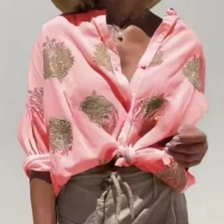 Camisa Impresa en 3D para Mujer, Blusa de Manga Larga con Botones, Holgada Casual, para Otoño e Invierno 2025 - 1