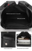 Mochila de Cuero PU para hombres, Mochila Unisex Impermeable para Ordenador Portátil, Regalo para hombres, Para los estudios, viajes o trabajo - details 5