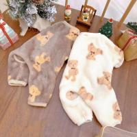 Mono de felpa con estampado de oso para mascotas, pijama de franela suave con estampado de oso para perros, cómodo y cálido, Pijama de terciopelo para gatos - details 4