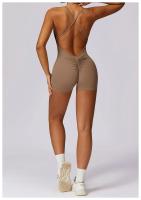 Material de nylon cruzado del estilo sólido sin mangas del top corto del puente de la yoga para el verano/primavera - details 15