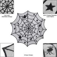 Kit de decoración de Halloween, mantel redondo Ence negro, 42 piezas, camino de mesa de comedor, telaraña gigante, bufanda para chimenea, JAF041 - details 5