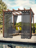 Cortina Transparente Impermeable Para Exteriores 1Pc/2Pcs Color Negro Blanco Gris Hecha De Poliéster 100% Translúcida - details 13
