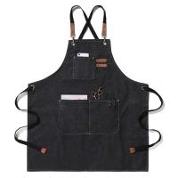 Delantal de trabajo de mezclilla impermeable a prueba de aceite de lona de algodón cafetería cocina hogar jardinería - details 8