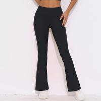 Mallas de Yoga a prueba de sentadillas para mujer, pantalones de Yoga de cintura alta, levantamiento de glúteos, pantalones de tiburón Micro acampanados, pantalones de Yoga ajustados de cintura alta - details 17