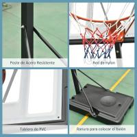Canasta de baloncesto con soporte, aro de baloncesto portátil ajustable en altura 302-352 cm con base de ruedas rellenable para niños y adultos, negro. - details 5