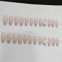 Uñas postizas rosas transparentes con borde brillante, decoración de uñas naturales irrompibles, uso sencillo para actuaciones en escenario - details 1