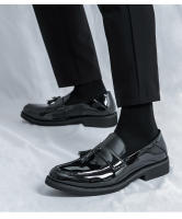 Zapatos de cuero de negocios de color sólido, mocasines brillantes de moda para hombres, la versión coreana es simple. - details 10