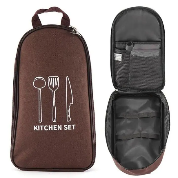 Bolsa de almacenamiento de utensilios de cocina para acampar al aire libre, organizador de utensilios de cocina, contenedor de utensilios de cocina, bolsa portátil para vajilla de barbacoa y Picnic - 1